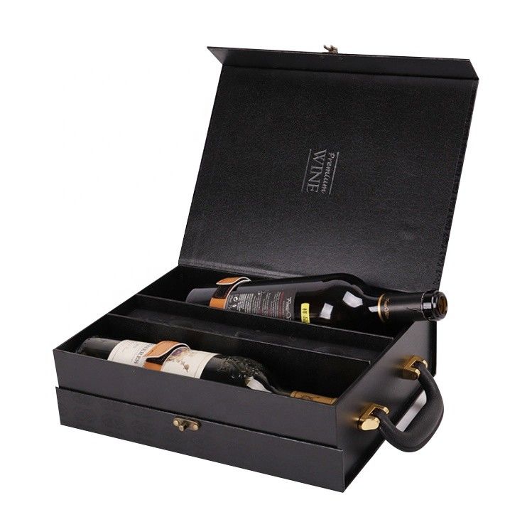 2 Bottle Custom Wine Boxes Cardboard Three - Dimensional Cut Beautiful Corner Design